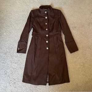 White House Black Market XS Brown Military Coat- Runs Large- New without tags